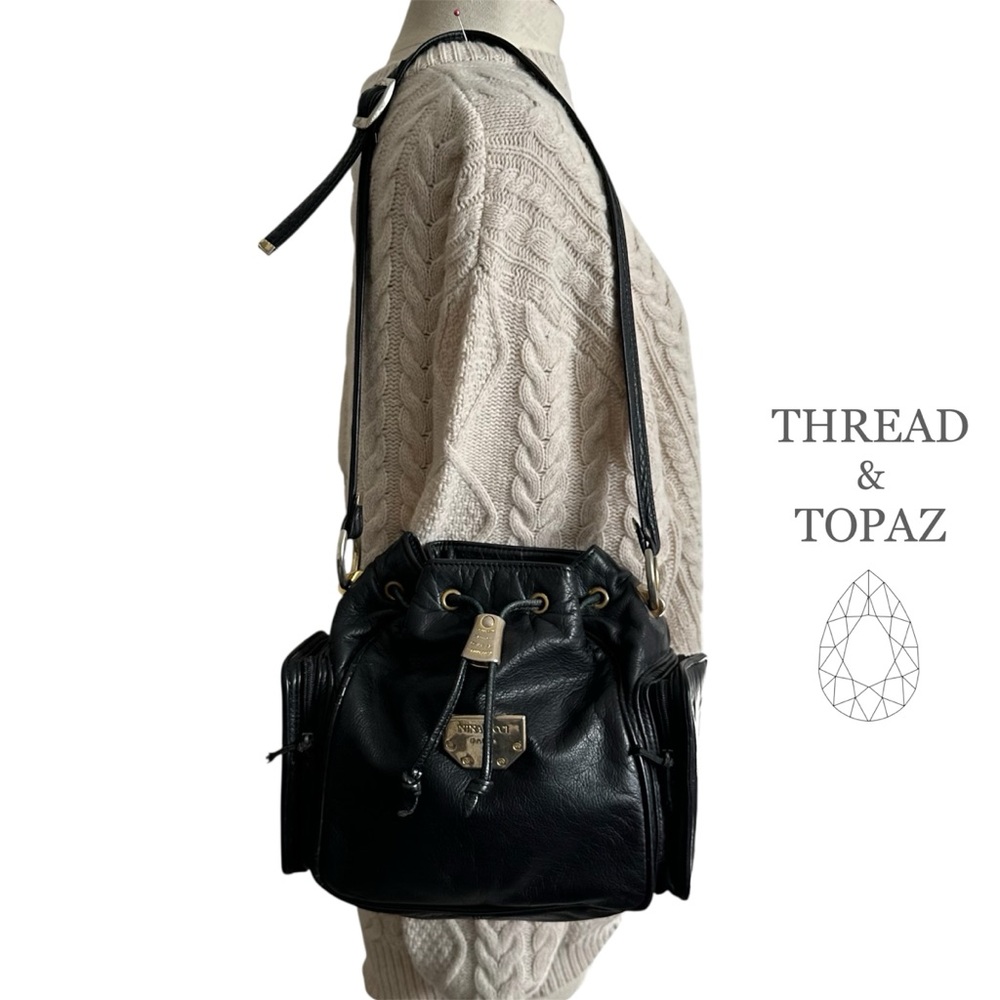 Nina Ricci Black Leather Moto Handbag Shoulder Bag